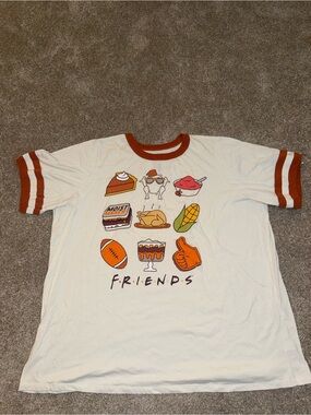 FRIENDS White Tee with Orange Trim
